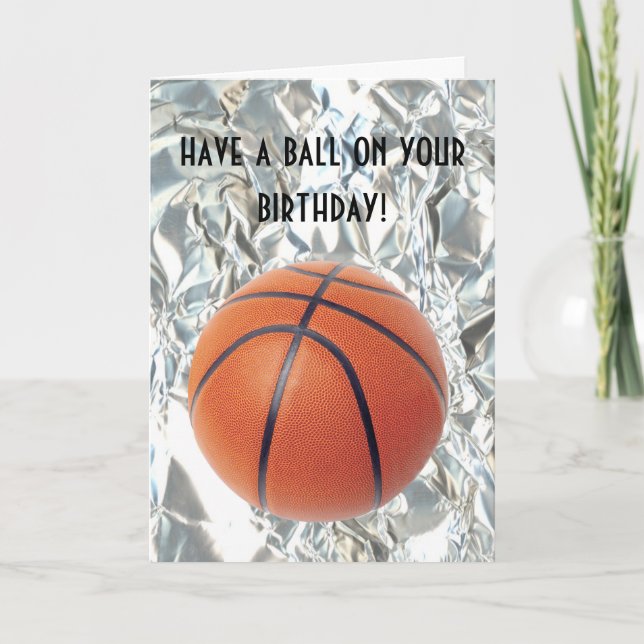 Tarjeta de cumpleaños de Baloncesto Ball (Anverso)