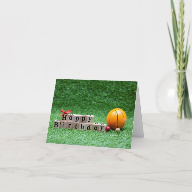 Tarjeta de cumpleaños de baloncesto con bola para  (Anverso)