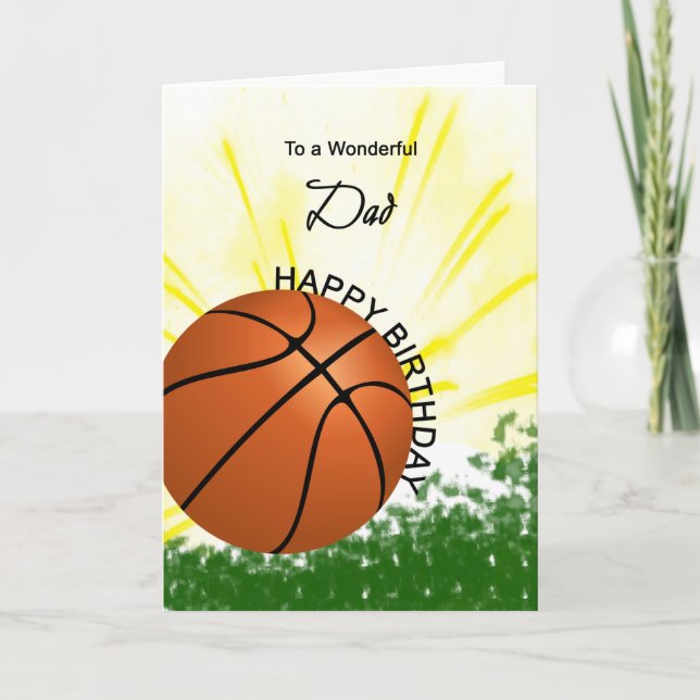 Tarjeta de cumpleaños de Baloncesto de Papá (Anverso)