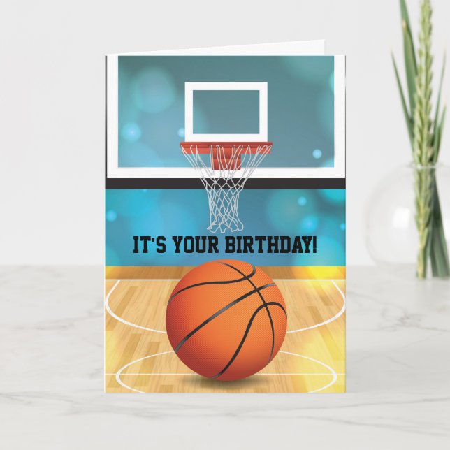 Tarjeta de cumpleaños de baloncesto y diseño de ca (Anverso)