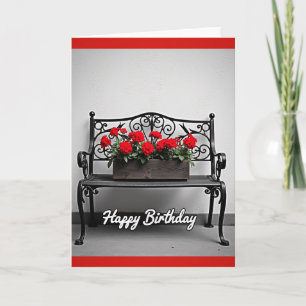 Tarjeta de cumpleaños de banco de jardín