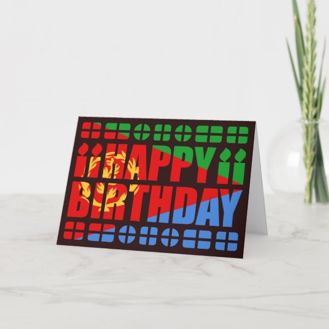 Tarjeta de cumpleaños de bandera de Eritrea (Anverso)