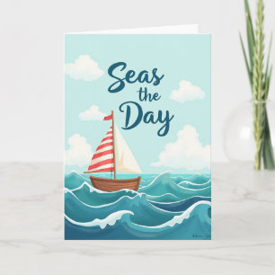 Tarjeta de cumpleaños de barco de vela alegre
