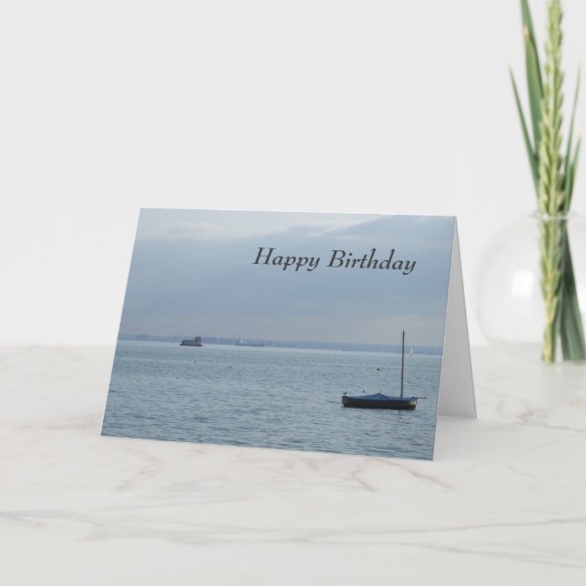 Tarjeta de cumpleaños de barco y puerto (Anverso)
