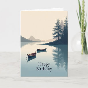Tarjeta de cumpleaños de barcos junto al lago