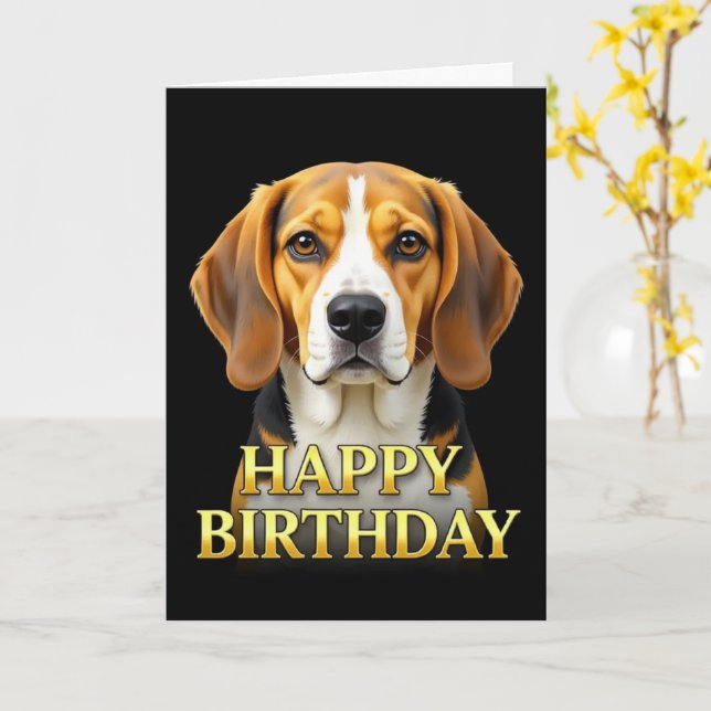 TARJETA DE CUMPLEAÑOS DE BEAGLE EN PRIMER PLANO NÍ (flor amarilla)