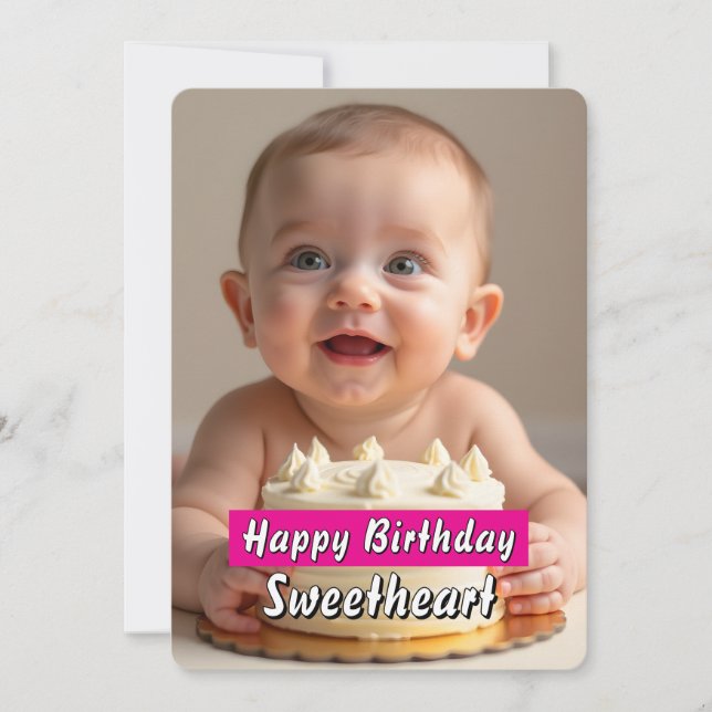 Tarjeta de cumpleaños de bebé Adorable - Descarga  (Anverso)