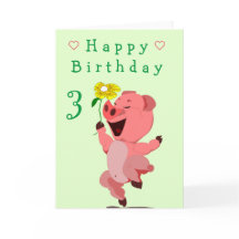 Tarjeta de cumpleaños de bebé Feliz cerdito con ma