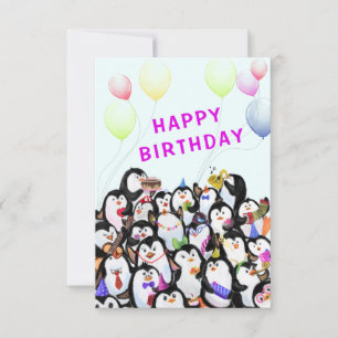 Tarjeta de cumpleaños de bebé Feliz fiesta pingüin