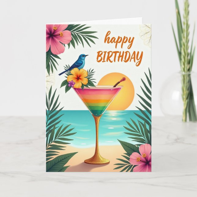 Tarjeta de cumpleaños de bebida arcoíris (Anverso)
