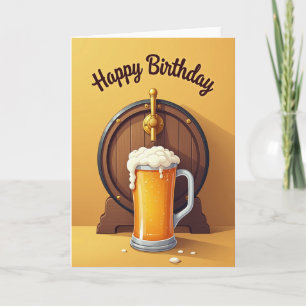 Tarjeta de cumpleaños de bebida dorada