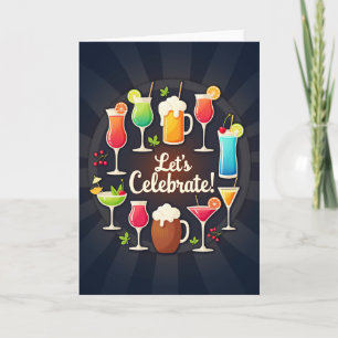 Tarjeta de cumpleaños de bebidas elegantes