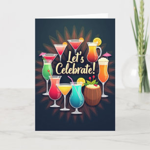 Tarjeta de cumpleaños de bebidas festivas