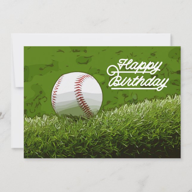 Tarjeta de cumpleaños de béisbol en verde (Anverso)
