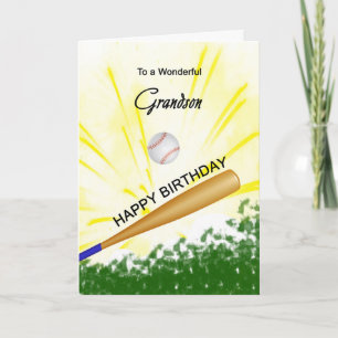 Tarjeta de cumpleaños de béisbol para nietos