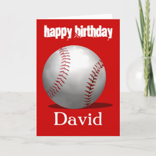 Tarjeta de cumpleaños de béisbol roja