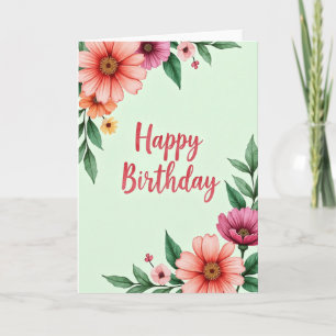 Tarjeta de cumpleaños de belleza en acuarela