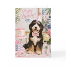 Tarjeta de cumpleaños de Bernedoodle elegante