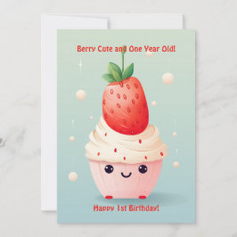 Tarjeta de cumpleaños de Berry Cute 1º aniversario