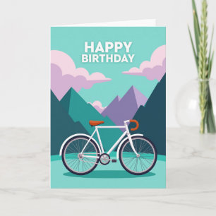Tarjeta de cumpleaños de bicicleta blanca