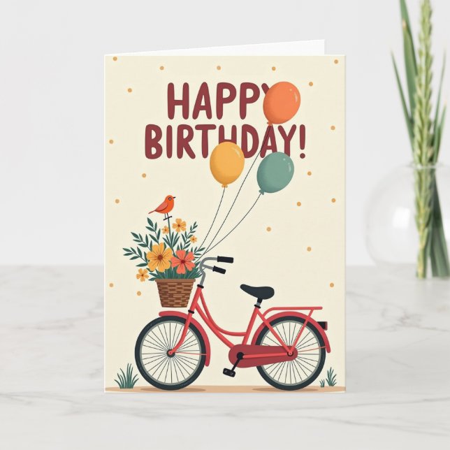Tarjeta de cumpleaños de bicicleta dulce (Anverso)