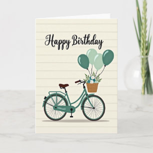 Tarjeta de cumpleaños de bicicleta floral