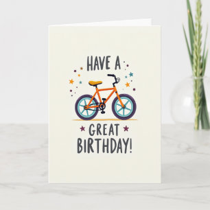 Tarjeta de cumpleaños de bicicleta naranja brillan
