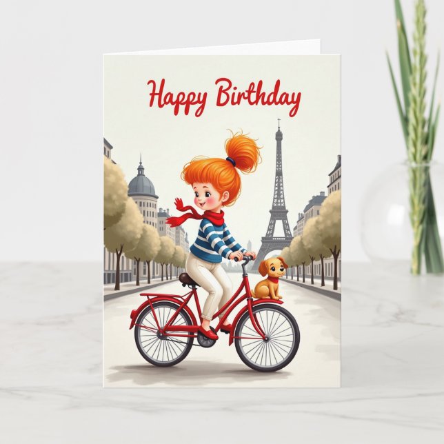 Tarjeta de cumpleaños de bicicleta roja (Anverso)