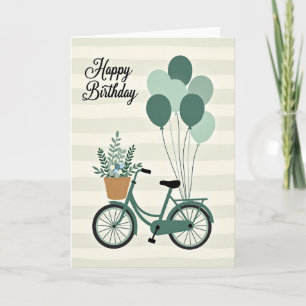 Tarjeta de cumpleaños de bicicleta verde