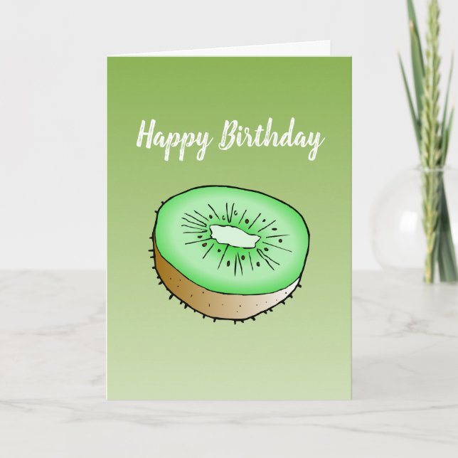 Tarjeta de cumpleaños de bienvenida plegada de Kiw (Anverso)