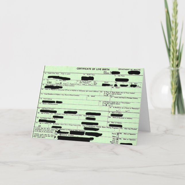 Tarjeta de cumpleaños de Birther (Anverso)