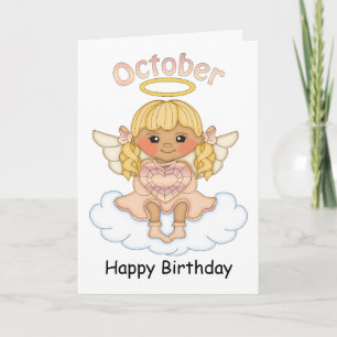 Tarjeta de cumpleaños de Birthstone Angel Blonde d