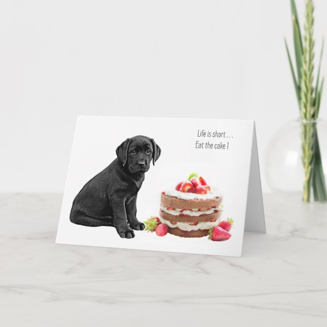 Tarjeta de cumpleaños de Black Lab - Tarta de cump (Anverso)