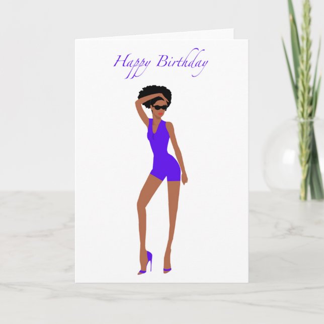 Tarjeta de cumpleaños de Black Woman (Anverso)