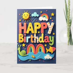 Tarjeta de cumpleaños de bloque colorido