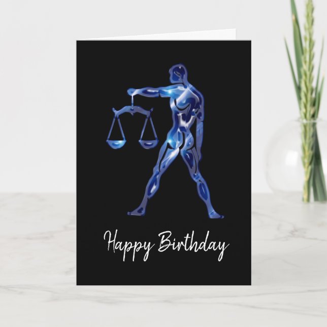 Tarjeta de cumpleaños de Blue Libra Rótulo (Anverso)