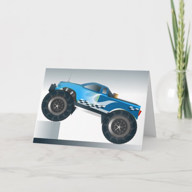 Tarjeta de cumpleaños de Blue Monster Truck (Anverso)