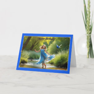 Tarjeta de cumpleaños de Bluebird Dance Young Chic
