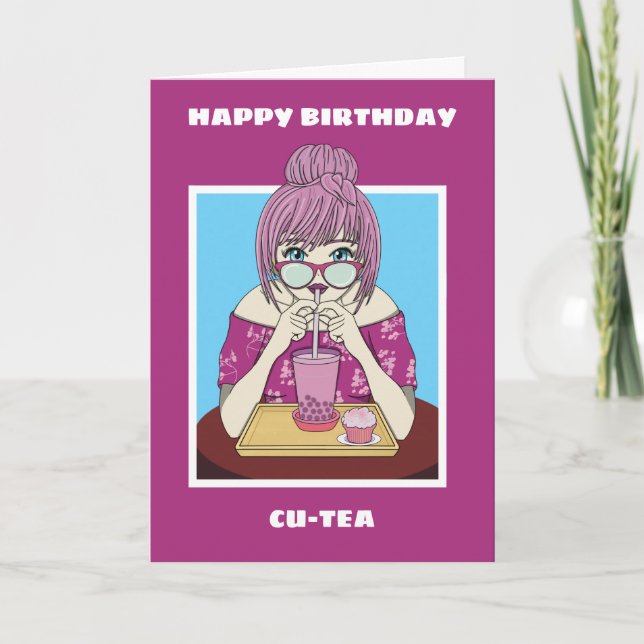 Tarjeta De Cumpleaños De Boba Bubble Tea Para Un C (Anverso)