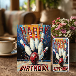 Tarjeta de cumpleaños de bolos