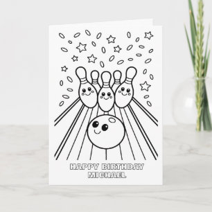 tarjeta de cumpleaños de bolos plegable para color