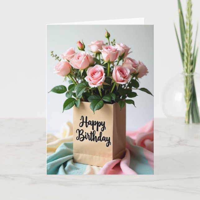 Tarjeta de cumpleaños de bolsa floral (Anverso)