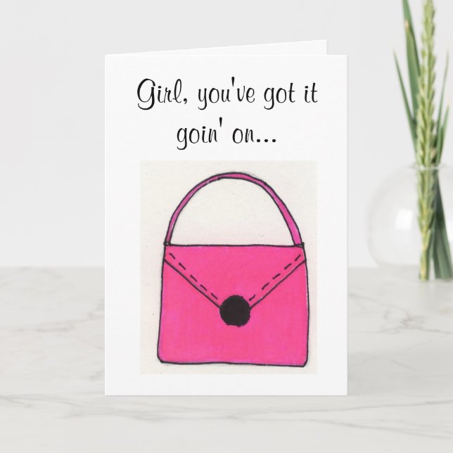 Tarjeta de cumpleaños de bolso rosa (Anverso)