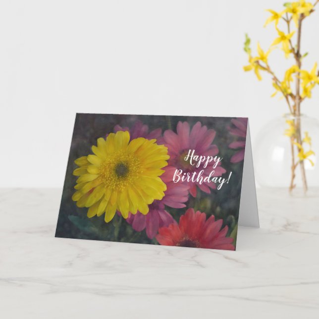 Tarjeta de cumpleaños de bonito Gerbera Daisy Flow (flor amarilla)