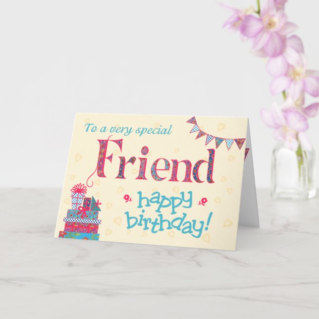 Tarjeta de cumpleaños de bonito para amigo, conejo (Orquídea)