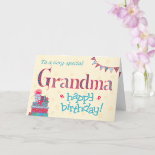 Tarjeta de cumpleaños de bonito para la abuela, Bu