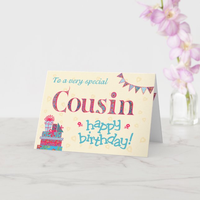 Tarjeta de cumpleaños de bonito para primo, conejo (Orquídea)