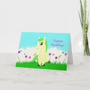 Tarjeta de cumpleaños de bonito Pony Chica