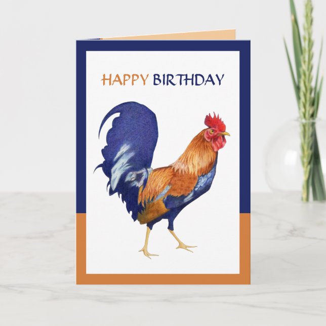 Tarjeta de cumpleaños de borde de gallo (Anverso)
