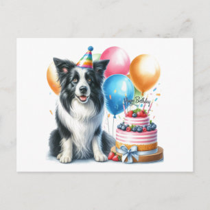 Tarjeta de cumpleaños de Border Collie linda